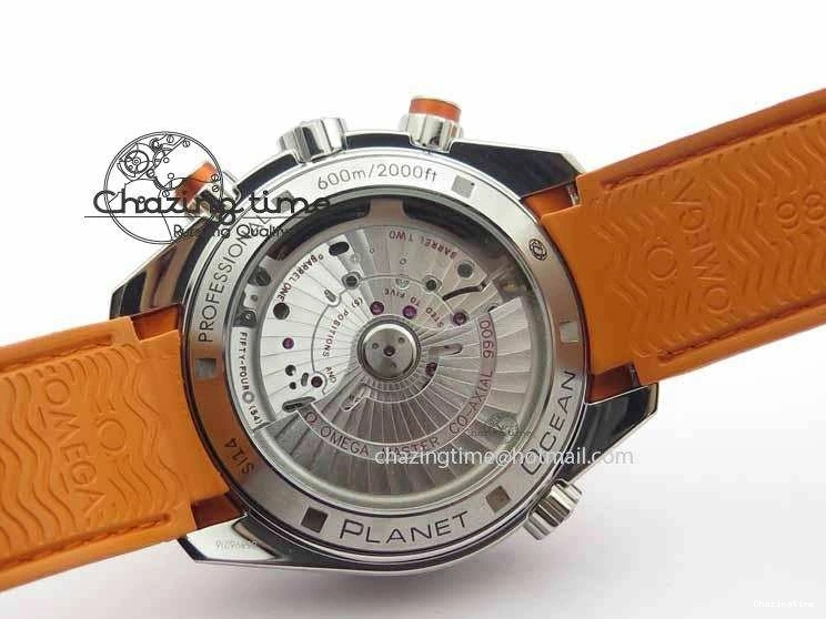 0408 Planet Ocean Master Chrono 45mm SS OM 1:1 Best Edition Black Dial On Orange Rubber Strap A Attractive 8170
